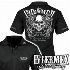 5月中旬頃入荷予定 半袖 ポロシャツ ピストンスカル 服 itm-100 黒 バイカー メンズ ファッション ヤクザ ヤンキー オラオラ系 派手
