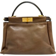 【FENDI/フェンディ】ピーカブー レギュラー  2WAY ショルダーバッグ ハンドバッグ レザー ブラウン革/ゴールド金具 レディース 【中古】【真子質店】【BL】