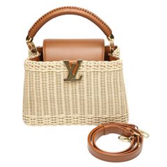 ルイヴィトン M22173 カプシーヌBB レザー×ラタン ショルダーバッグ LOUIS VUITTON ブラウン×ベージュ【OS】