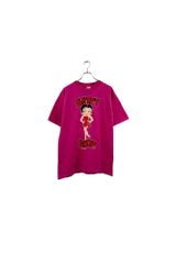 90's Made in USA NJ CROCE Betty Boop T-shirt ベティブープ ベティーちゃん 半袖Tシャツ ピンク サイズL ヴィンテージ ネ