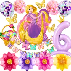 【数量限定】(数字6) 飾り付けeガイドブック付き 飾り付け 風船 誕生日 数字 バルーン ディズニープリンセス ラプンツェル Design 3rd