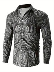 フローラル 総柄 ドレスシャツ 長袖シャツ 273 グレー Yシャツ 柄シャツ スーツ ホスト ヤクザ ヤンキー オラオラ系 悪羅悪羅 服 メンズ ファッション