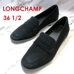 ロンシャン 美品 ペニーローファー 黒 ブラック 36 1/2 23.0～23.5cm位 スエード レザー スリッポン LONGCHAMP ◆YA2のサムネイル