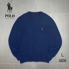 ポロ ラルフローレン　レッドポニー　ヴィンテージ ニット セーター　ネイビー　L