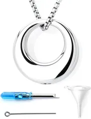 I.Kimport 遺骨 ペンダント ネックレス 手元供養 遺灰 遺髪入れ メモリアル 防水対応 ステンレス レディース メンズ 金属アレルギー対応 納骨キット付属 遺骨入れ(シルバー,  チェーンサイズ50cm＋5cm調節可能 トッ)