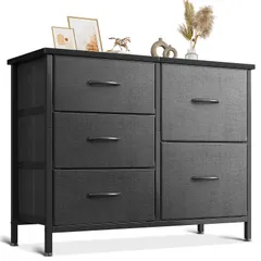 リビング収納 キャビネット 収納ケース 衣装ケース 3段棚 木製 おしゃれ 引き出し 大容量 収納チェスト 収納棚 脱衣所 タンス 衣類収納 チェスト 転倒防止 安定感 AODK 3段5杯（L78×W29×H60cm，グレー）