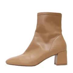 【美品】Le Talon ル タロン ブーツ ブラウン サイズ:M(23.0cm) | 22春夏 5cm スクエア フィット ショートブーツ | チャンキーヒール フェイクレザー | ブランド シューズ 靴【レディース】【中古】