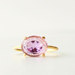 ピンクアメジストリング　天然石リング　指輪　シンプルリング