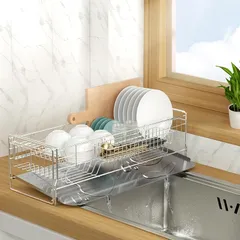 【ＮＥＸＴｅ ＰＬＵＳ】水切りラック 食器 水切り 水切りかご 伸縮 食器乾燥 ステンレス 錆びない 水切りラック 洗い物ラック 水切りカゴ 自動排水 大容量 省スペース 組み立て簡単 皿立て キッチン収納 0