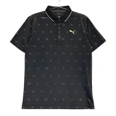 サイズ：M PUMA GOLF プーマゴルフ  半袖ポロシャツ 総柄 ブラック系 [240101442670] ゴルフウェア メンズ ストスト