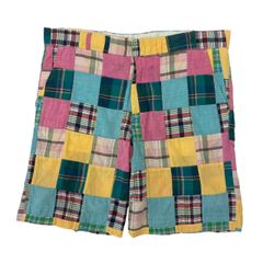 【W39】00s 古着 RALPH LAUREN RUGBY パッチワーク マドラスチェック ワイド ハーフパンツ ショーツ カラフル マルチカラー