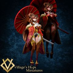 Village's Hope Miniatures | six sword demon secret blade beauty 28mm | 3Dプリント ミニチュア TRPG