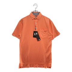 未使用品 メンズ フットジョイ FootJoy 半袖ポロシャツ S オレンジ系 ボタンダウン ストレッチ チェック