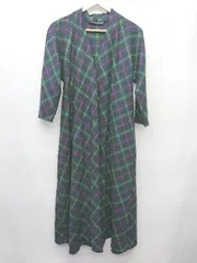 ◇ ⊇ ZARA WOMAN ザラ チェック 長袖 膝下丈 ワンピース サイズEUR S USA S MEX 26 グリーン　マルチ レディース P  【1410230018796】