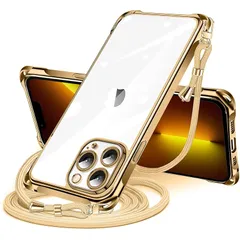 iPhone 13 Pro 用 ケース クリア ショルダー iphone13pro 用 スマホケース アイフォン13Pro カバー 肩掛け 斜めかけ 縄掛けケース 透明 TPU 薄型 軽量 耐衝撃 紐付き 斜めがけ 織りストラップ付き ネックストラップ シ 0