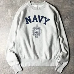 90s US NAVY 2段 プリント RWタイプ スウェット トレーナー / 90年代 アメリカ製 USNA NAVAL リバース 霜降り グレー