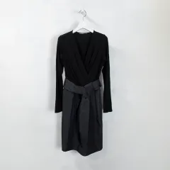 DKNY ブラック ドレープ ロングスリーブ ONE PIECE