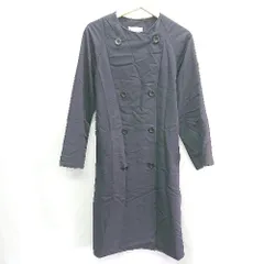 ◇ ◎ GLOBAL WORK グローバルワーク 薄手 ロング丈 シンプル 長袖 ノーカラー コート サイズM ネイビー レディース E  【1407180049680】