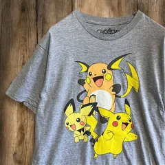 [mm] BFNA アニメ Tシャツ 古着 グレー ポケットモンスター ポケモン ピチュー ライチュウ Mサイズ  p20/