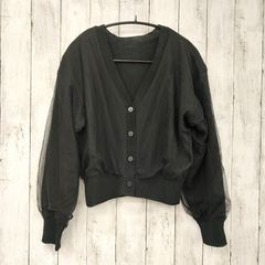 【 natural couture 】ナチュラルクチュール ふんわりチュール重ねカーディガン ブラック FREE