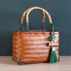 カルトガイア　バンブーバッグ　竹バッグ　夏用バッグ　浴衣　夏祭り 楽天市場】かごバッグ トート 竹 バンブー 巾着付き カゴバッグ