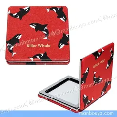 シャチ グッズ コンパクトミラー 四角 拡大鏡 ワールド商事 携帯用ミラー シャチ 水族館グッズ