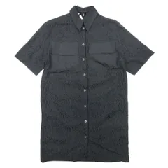 美品 N21 ヌメロヴァントゥーノ 総レース ロング シャツ ブラウス カットソー トップス 半袖 コットン 38 黒 ブラック レディース 古着 中古 USED