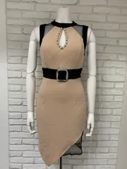 647 dazzy デイジー　キャバドレス　ストーン　パール　ノースリーブ　シースルー　ベルト　ナイトドレス　Sサイズ