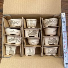 盆栽鉢 セット 8個 文山窯 黄山水 風景画 盆栽コレクション - メルカリ