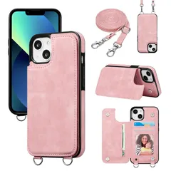 【在庫処分】人気 上質PUレザー ケース ストラップ 肩掛け クロスボディ 首掛け 斜めがけ ショルダー 多機能 カード収納付き おしゃれ カバー アイフォン 財布型 13 13 スマホケース 13 衝撃吸収 iPhone レンズ保護 落下保護 iPhone