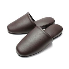 【人気商品】[HYBRIDWORKS] 高級レザー調 スリッパ 抗菌 約26cm 男女兼用 水拭き可 来客用 業務用 前閉じ