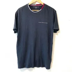 (^w^)b TOMMY HILFIGER トミーヒルフィガー コットン100% クルーネック 半袖 Tシャツ ロゴプリント TEE トップス アメカジ ストリート かっこいい お洒落 ネイビー メンズ 男性 サイズL