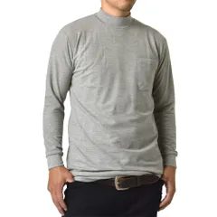 長袖Tシャツ 《グレー》 新品 未使用 ロンT 鹿の子 ハイネック モックネック【C6R】【メール便2】 ファッション メンズ トップス 