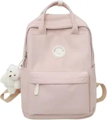 YasYouRi レディース リュック パステルカラー タブレット PC 軽量 かわいい 撥水 スクールバッグ タウンリュック キッズ 女性 高校生 女子 通学 旅行 韓国 チャーム付き(パステルピンク,  ミディアム)