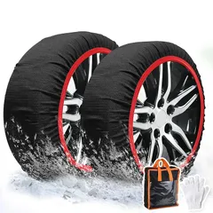 leehuwai 布製タイヤチェーン 布チェーン スノーソック 駆動輪 2本分 軽自動車 非金属 簡単装着 ジャッキアップ不要 低振動 低騒音 軽量 滑り止め 冬の雪?策 雪道 路面凍結 緊急用 195/60R16 205/60R16 205/55R17