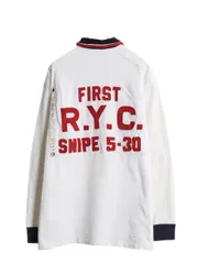 【お得なクーポン配布中!】 90s ポロ ラルフローレン 長袖 ラガー シャツ メンズ M オールド ラグビーシャツ ヘビーウェイト コットン リネン フラッグ ヨット クラブ