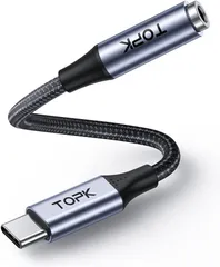 K-904 TOPK 3.5mmイヤホン変換ケーブル USB C to 3.5mm