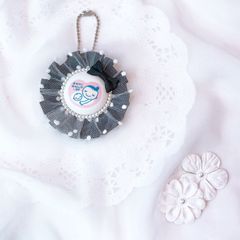 ハンドメイド　両面マタニティマーク　チュールロゼット　ホワイトxブラック　完成品
