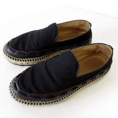 ボッテガヴェネタ BOTTEGA VENETA エスパドリーユ スリッポン シューズ 本革 レザー キャンバス 40 黒 ブラック 25.0cm くつ 靴のサムネイル