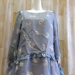 ✨️ Riradture リランドチュール ✨️ 大人可愛い小花柄シフォンワンピース (S/1) ペールブルー×ホワイト