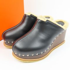 100064 HERMES エルメス アース ミュール 36 23cm 靴 サボ スタッズ ウェッジソール サンダル