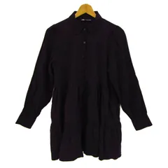 ザラ ワンピース シャツワンピ 長袖 トップス 黒 レディース USA Sサイズ ブラック ZARA 【中古】