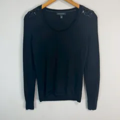 BANANA REPUBLIC バナナリパブリック ニット セーター メリノウール100% 長袖 スクープネック ショルダー装飾 ブラック Sサイズ レディース 古着 モード