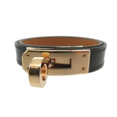 新品同様 エルメス ケリー ドゥブルトゥール B刻印(2023年製) レザー ブラック 黒 ローズゴールド 2連 ブレスレット 0253 HERMES