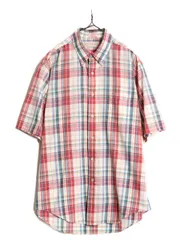 【お得なクーポン配布中!】 80s チャップス ラルフローレン マドラス チェック 半袖 ボタンダウン シャツ メンズ L / 古着 80年代 ヴィンテージ CHAPS 半袖シャツ 総柄