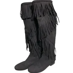 ROSESSENCE フリンジロングブーツ スエード  M 23.5cm ブラック