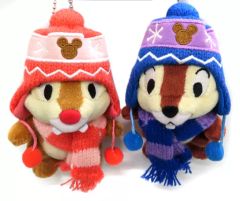 [중고] 봉제 인형 칩 & 데일 (니트 모자 & 머플러) 봉제 인형 배지 세트 [디즈니] 도쿄 디즈니 리조트 한정