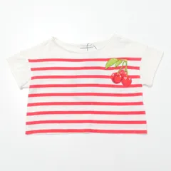 ■未使用品■DOLCE&GABBANA ドルチェアンドガッバーナ 半袖Ｔシャツ サイズ2（89-95cm） キッズ ボーダー チェリー 刺繍ワッペン イタリア製 20240401/GP5986