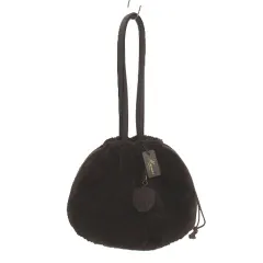 ハリス HARRISS ハンドバッグ 巾着バッグ ファー チャーム ブラウン 茶