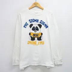 XL/古着 TULTEX 長袖 ビンテージ Tシャツ メンズ 90s パンダ SIGMA 大きいサイズ コットン クルーネック 白 ホワイト spe 25jul14 中古のサムネイル